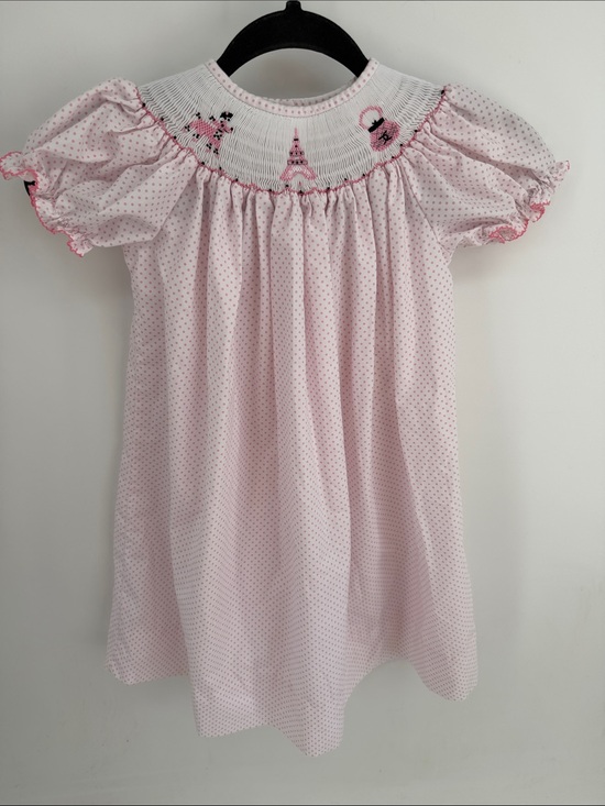 Classic Whimsy Other - Classic Whimsy Parisian Eiffel Tower poodle embroidered smocked polka dot dress